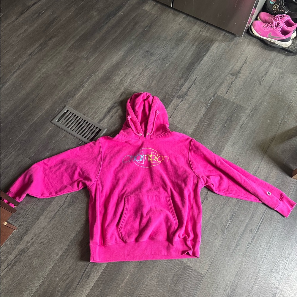 Champion Vibrant Pink Hoodie with Logo
